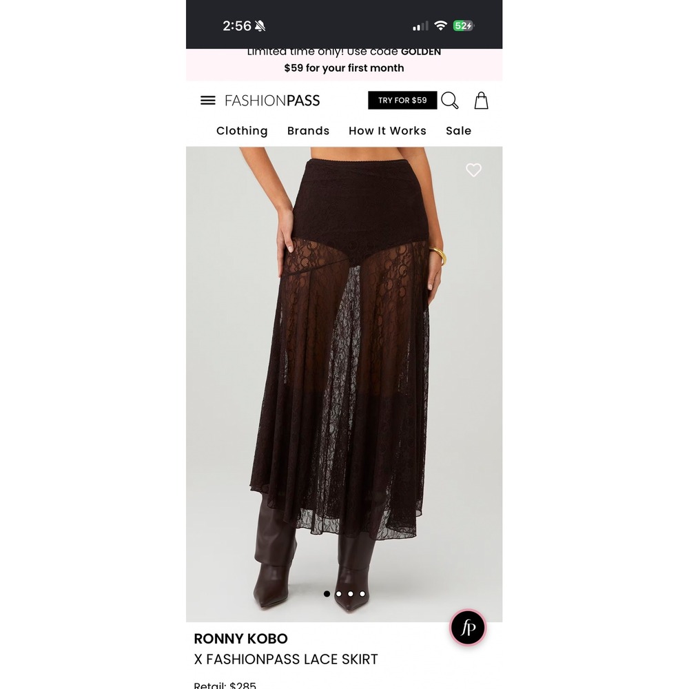 Ronny Kobo x FashionPass Brown Sheer Lace Maxi Skirt L Boho Ethereal Whimsygoth - Picture 4 of 4